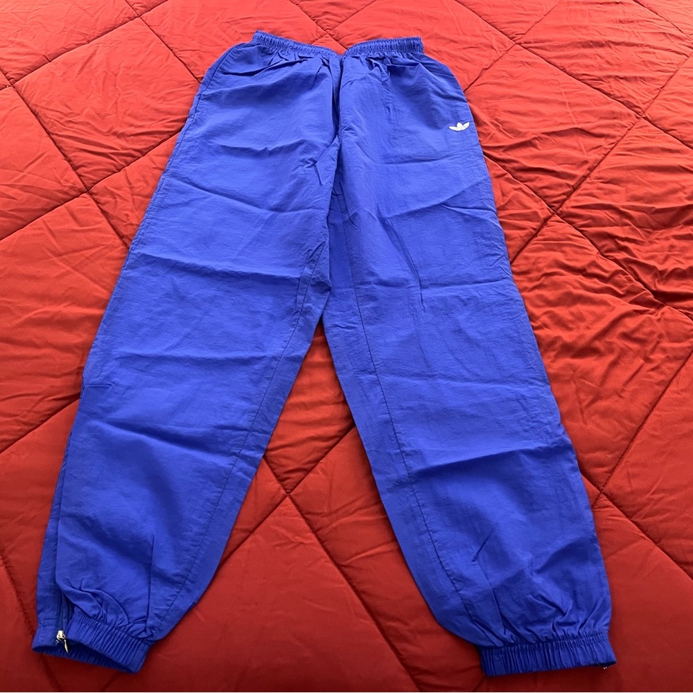 Adidas Nylon Athletic Track Wind Pants Royal Blue Size L